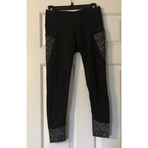 Athleta Athletic Leggings Size SP Workout Gym Black Zip Pocket